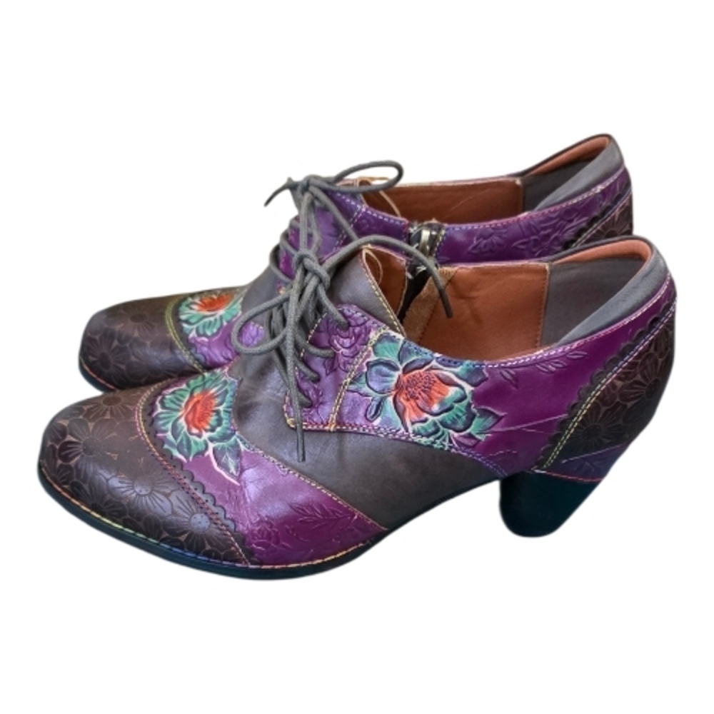 L'ATISTE Multicolor Floral Lace-Up Heels